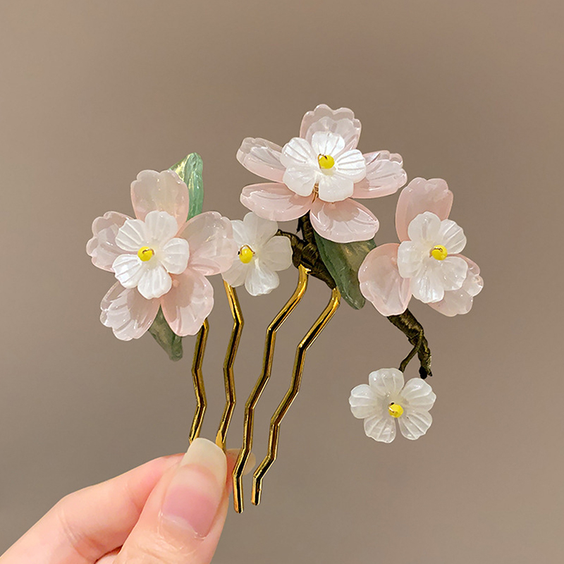 1Pc 古典的なヘアコーム中国風ヘアスティック U 字型花チ - Hair Fork Stick のレビューと価格