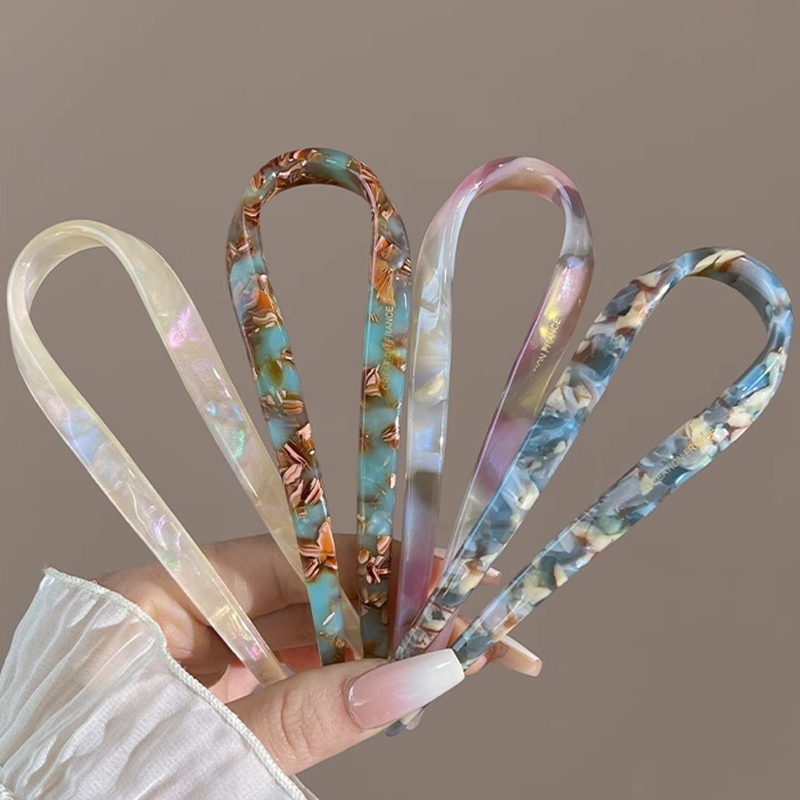 U 字型ヘアスティックアセテートアクリルヘアフォークヘアクリ - Hair Fork Stick のレビューと価格