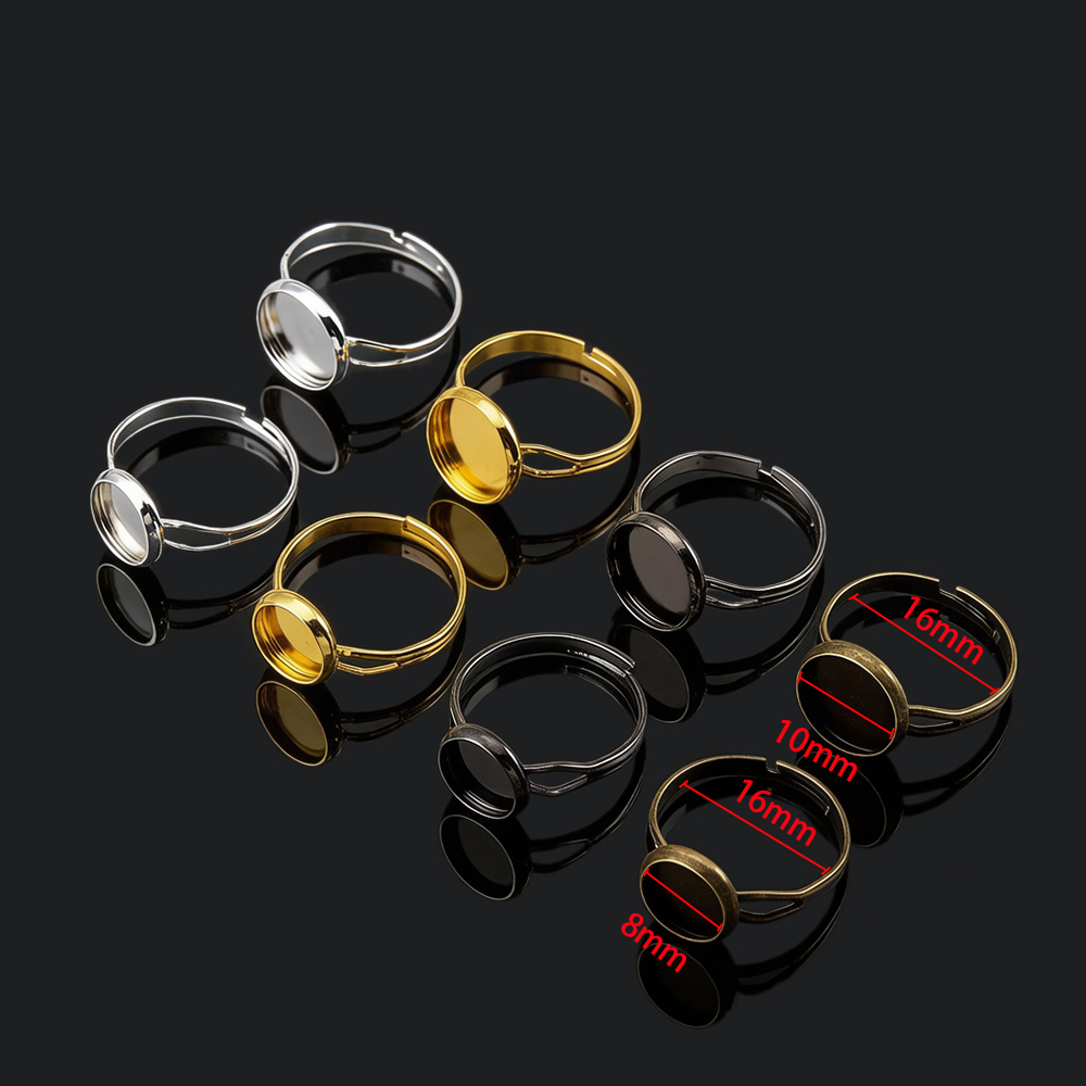 10個/ロット 調整可能なブランクリングベース 直径8mm  - Ring Set Adjustable のレビューと価格