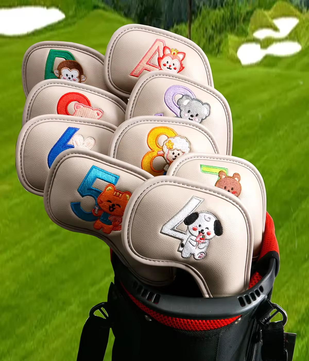 9個入りのかわいい漫画風動物ゴルフアイアンヘッドカバー、PU - Women'S Golf Accessories のレビューと価格