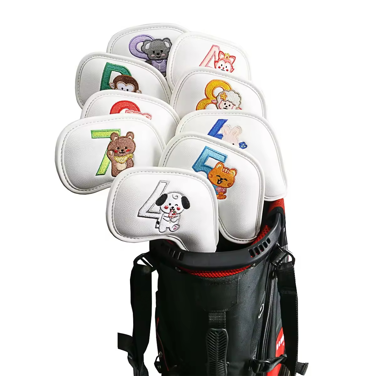 9個入りのかわいい漫画風動物ゴルフアイアンヘッドカバー、PU - Women'S Golf Accessories のレビューと価格