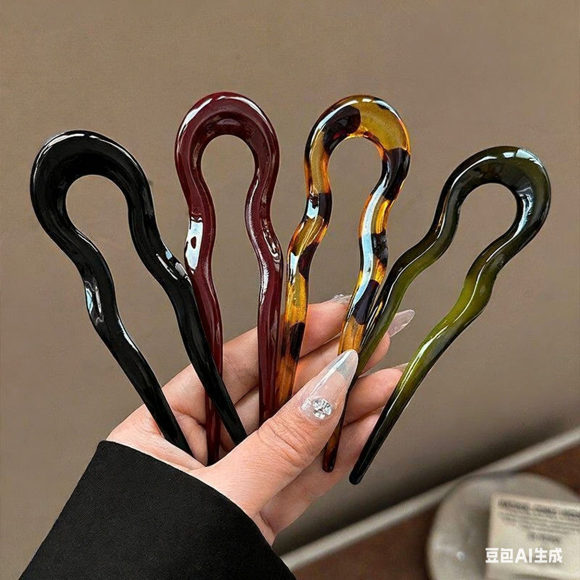 女性用のエレガントなアクリル製U字型ヘアピン、後頭部用ヘアピ - Women Accessories Aesthetic のレビューと価格