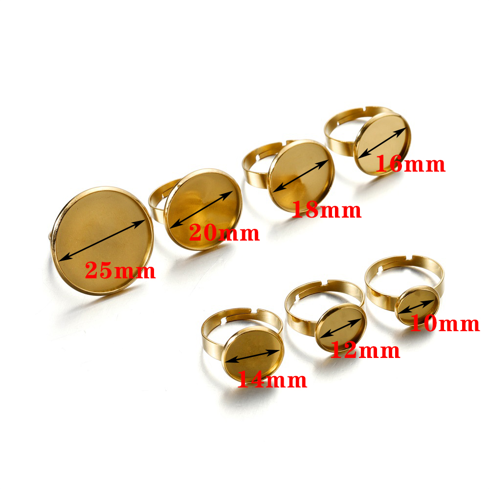 10 個ステンレス鋼調節可能なブランクリングベースガラスカボ - Ring Set Adjustable のレビューと価格