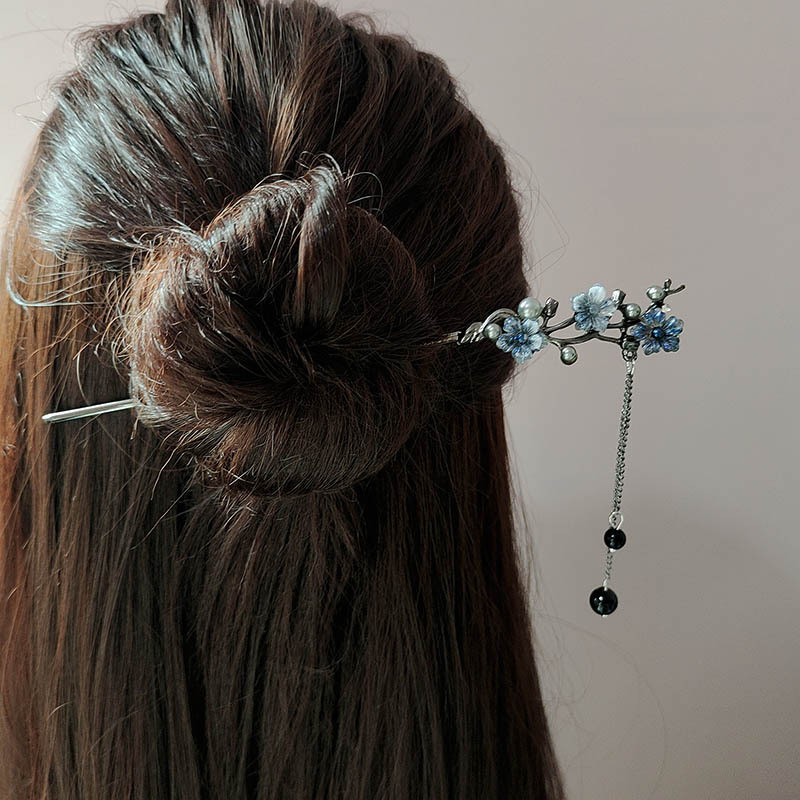 クラシックヘアスティック箸インクカラーフラワーメタルフリンジ - Hair Fork Stick のレビューと価格