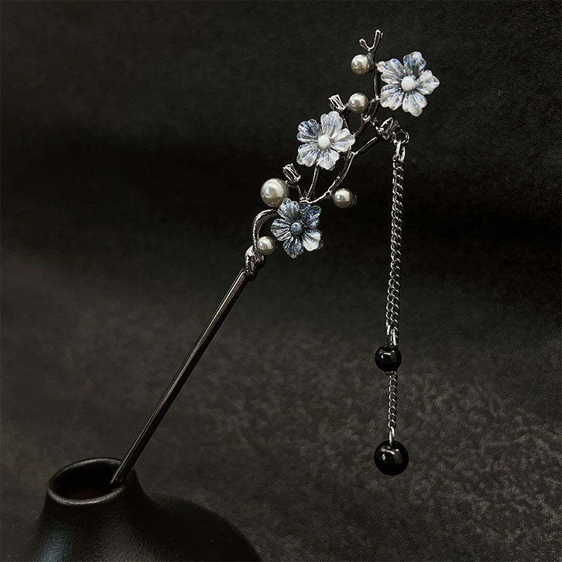 クラシックヘアスティック箸インクカラーフラワーメタルフリンジ - Hair Fork Stick のレビューと価格