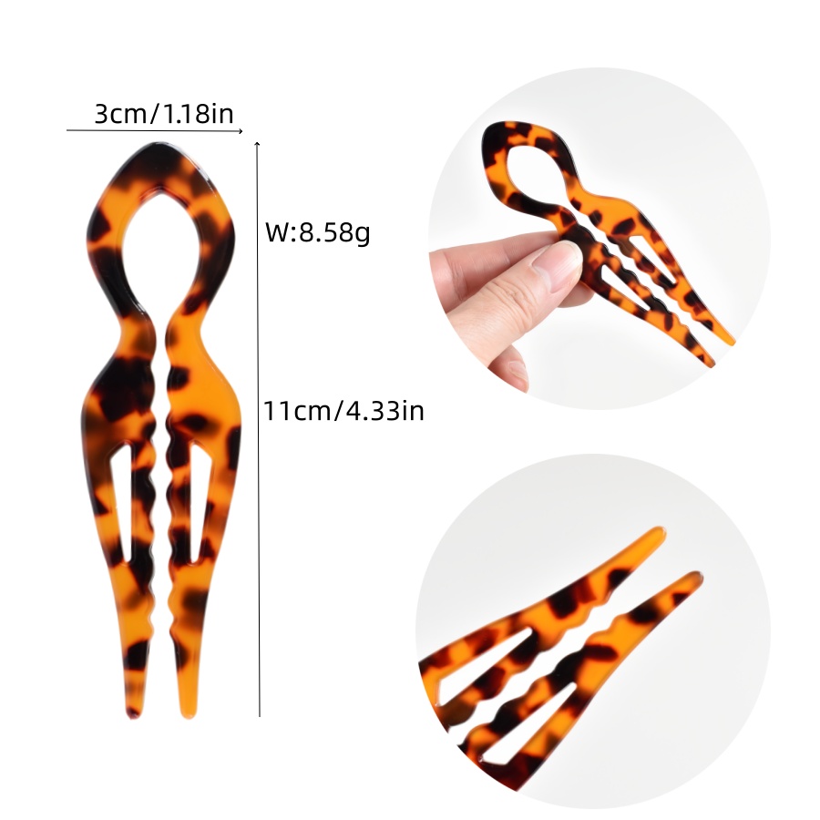 アクリル製フィッシュテールU字型ヘアピン1個 - フレンチツ - Hair Fork Stick のレビューと価格