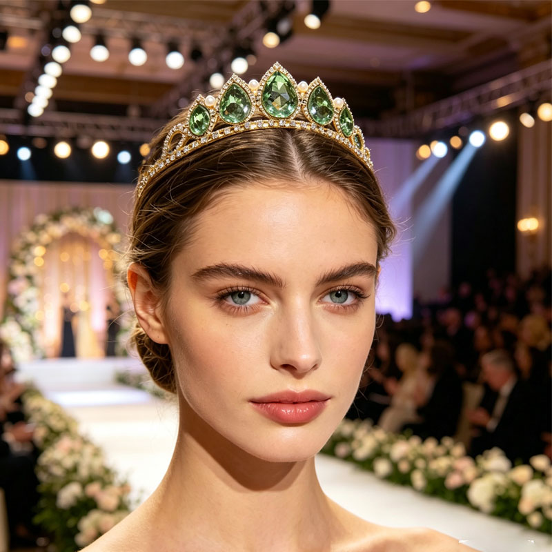 グリーンウォータードロップラインストーンクリスタルクラウンヘ - Women'S Accessories And Jewelry のレビューと価格