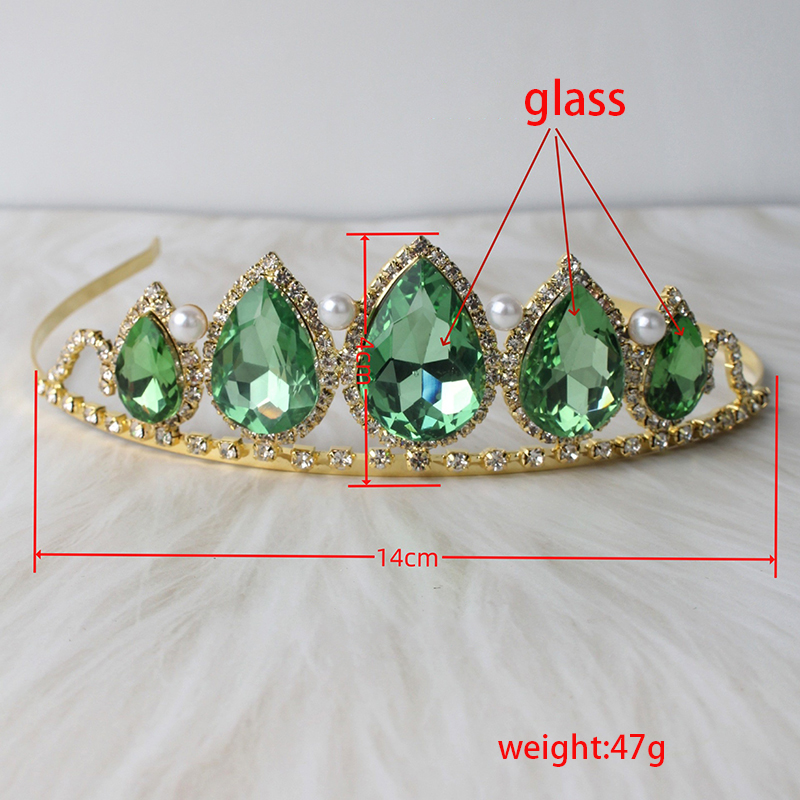 グリーンウォータードロップラインストーンクリスタルクラウンヘ - Women'S Accessories And Jewelry のレビューと価格